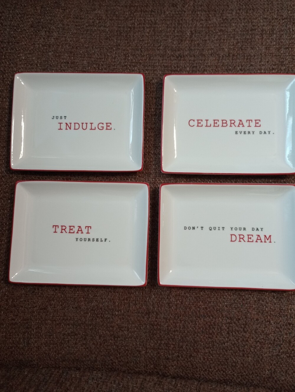 The Cellar Macy's Set of 4 Appetizer Or Trinket Trays With Motivational Phrases